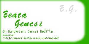 beata gencsi business card